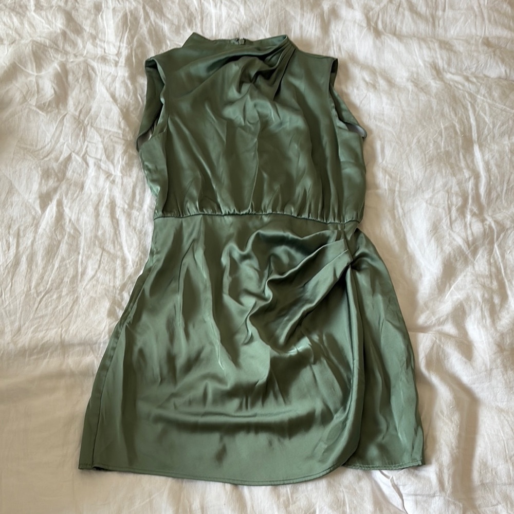 Abercrombie & Fitch Olive Green Satin Mini Dress